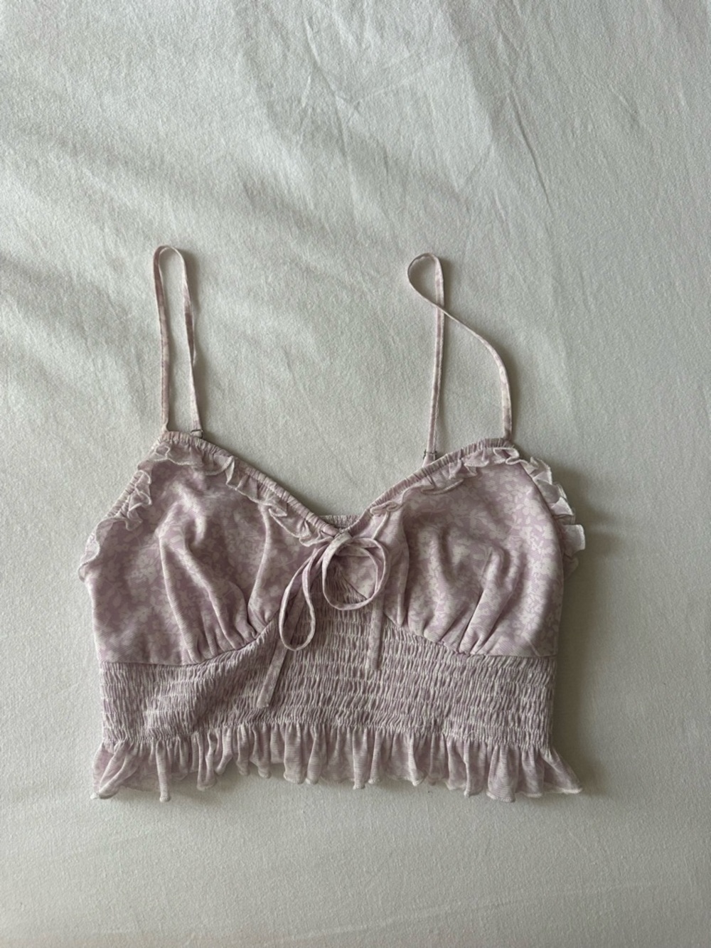 Ruffle Crop Top - Pink/Purple